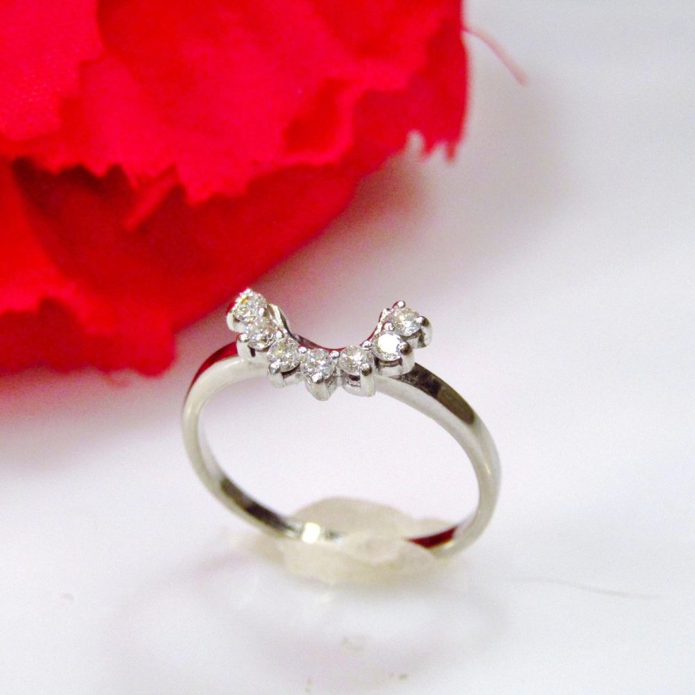 Diamond Ring Enhancer Solid 14k White Gold Size 5.75 Genuine Natural Real - Picture 2 of 7